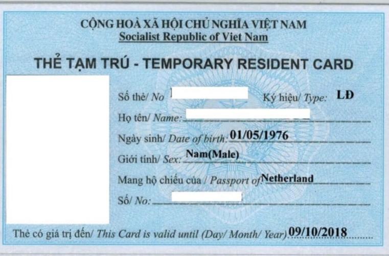 Temporary residence card (TRC) for foreigners living in Vietnam